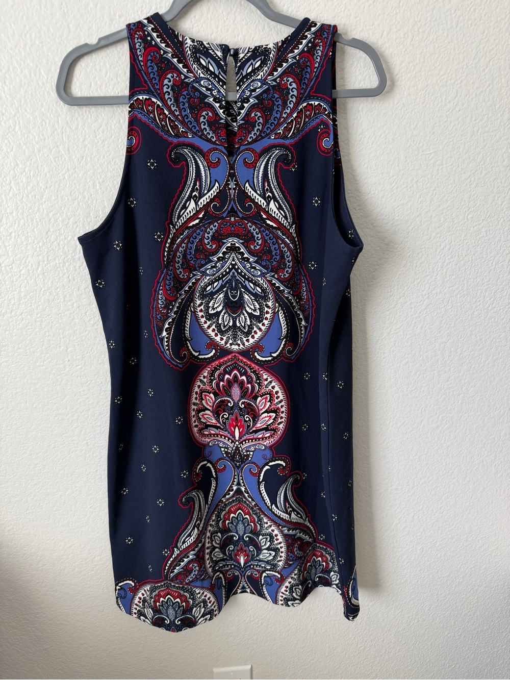 Banana Republic Navy Blue Red Paisley Midi Dress - sz 14
